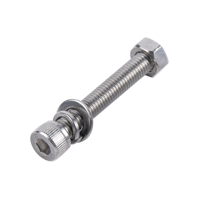 1 Tornillo Allen Milimétrico de Acero Inoxidable M8-1.25 x 25 / 1 Pza. /Con 1 Tuerca, 1 Arandela de Presión y 1 Plana / Para Montajes de Módulos Foto Voltaicos .