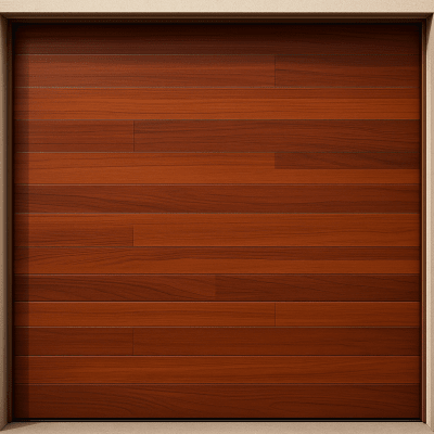 Puerta de Garage de Alta Calidad / Estilo Americano / Acabado Laminado PREMIUM / Color Madera Clara / 9×8 Pies.