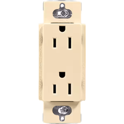 Tomacorriente receptáculo convencional 120V, 15A, color blanco.
