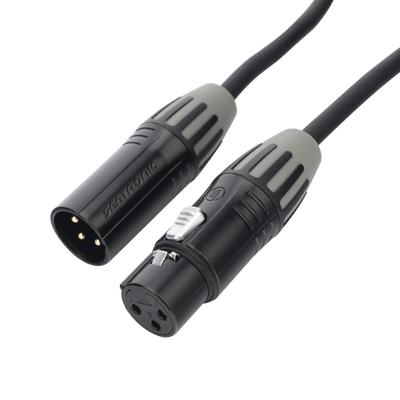 Cable XLR | 3 polos | Conector Hembra-Macho | Serie M | Carcasa Negra | Contactos Dorados | Ideal para Microfonía | Longitud 5m