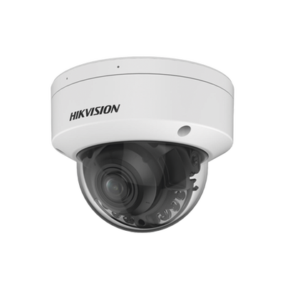 Domo IP 4 Megapixel / Lente Mot. 2.7 – 13.5 mm / Dual Light (40 mts IR + 40 mts Luz Blanca ) / SSD Integrado 1 TB / 2 Micrófonos Integrados / Alarmas I/O / IP67 / IK10 / WDR 130 dB / PoE + / AcuSense / DarkFighter S / Micro SD