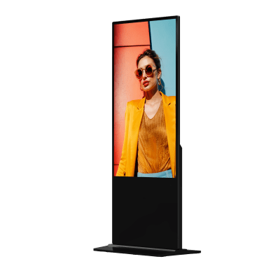 Pantalla de 55″ 4K para Publicidad Digital / Base para Piso (Totem) / Gestión de Contenido y Control Centralizado