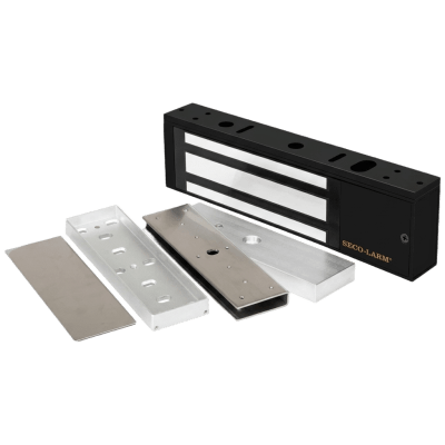 Kit Para Control de Acceso Incluye Chapa Magnética de 1200 Lbs Color Negro / Montaje En «U» Para Puerta de Cristal /  Uso Interior / Certificación UL / Diseño Elegante