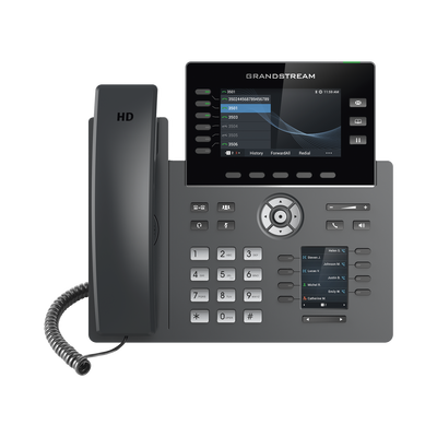 Teléfono IP Wi-Fi, Grado Operador, 6 líneas SIP con 6 cuentas, pantalla a color 4.3″, puertos Gigabit, Bluetooth, PoE, codec Opus, IPV4/IPV6 con gestión en la nube GDMS