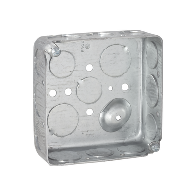 Caja Cuadrada 4 x 4″/ Profundidad 1- 1/2″/ Cuenta con 11 Entradas de 1/2″ y 6 de 3/4″..