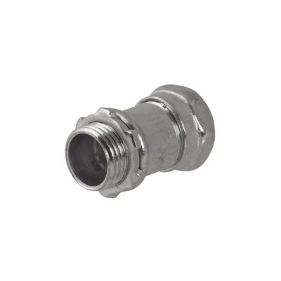 Conector Recto Compresión de Acero Galvanizado para Pared Delgada de 1″ .