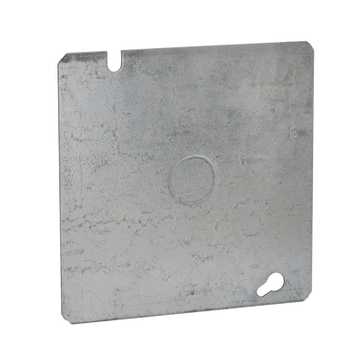 Tapa Cuadrada Plana de  Acero Galvanizado con Entrada de 1/2″  para Caja de 4 11/16″.