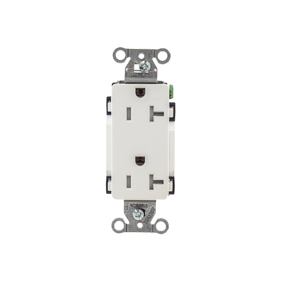 Contacto Duplex Decorador 20 A 125V / Resistente a manipulaciones / 2 Polos 3 Hilos/ Nema 5-20 R / Color Blanco / Grado Industrial.