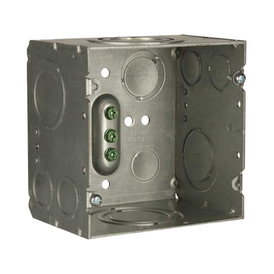 Caja Cuadrada 4- 11/16″ x 4 11/16″/ Profundidad de 3-1/4″/ 2 Entradas 1″, 1 1/4″, 1 1/2″, 2″, 2 Entradas 1″-1 1/4″, 2 Entradas 3/4 «- 1″, 4 Entradas 1/2″ – 3/4″, 2 Entradas 1/2».