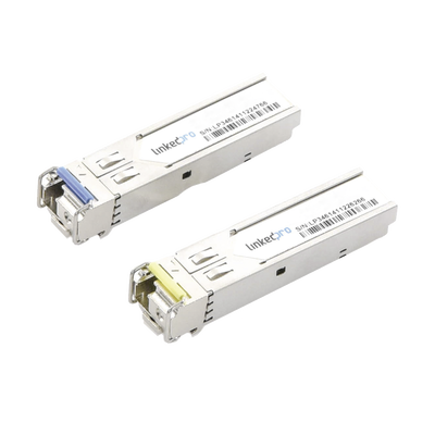 Transceptores Ópticos Industriales Bidireccionales SFP+ (Mini-Gbic) / Monomodo 1270 & 1330 nm / 10 Gbps / 10GBASE / Conector LC/UPC Simplex / DDM / Hasta 5 km / 2 Piezas