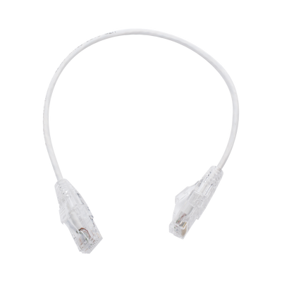 Cable de Parcheo Slim UTP Cat6 – 30 cm (11.81 Pulgadas) Blanco, Diámetro Reducido (28 AWG)