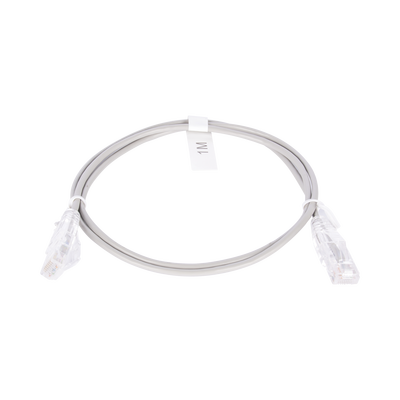 Cable de Parcheo Slim UTP Cat6 – 1 Metro (3.28 Pies), Gris, Diámetro Reducido (28 AWG)