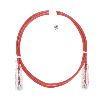 Cable de Parcheo Slim UTP Cat6 – 1 Metro (3.28 Pies), Rojo, Diámetro Reducido (28 AWG)