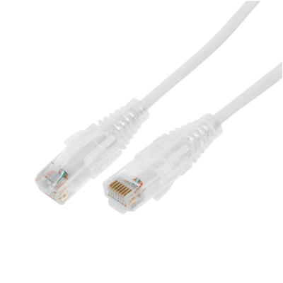 Cable de Parcheo Slim UTP Cat6A – 2 Metros (6.56 Pies) Blanco, Diámetro Reducido (28 AWG)