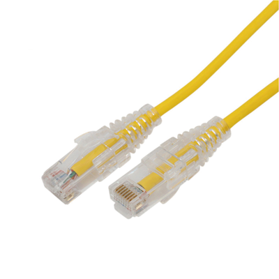 Cable de Parcheo Slim UTP Cat6A – 2 Metros (6.56 Pies) Amarillo, Diámetro Reducido (28 AWG)