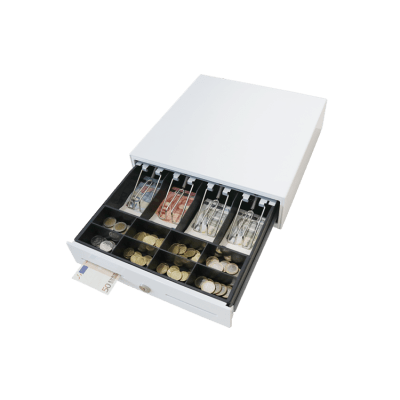 Cajón para Efectivo / Serie MK / 4 Compartimentos Billetes 5-8 Monedas / Clips Metálicos / Ranura de Inserción / Punto de Venta