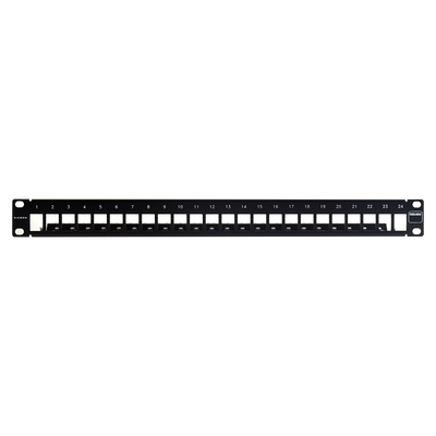 Patch Panel TERA-MAX Blindado de 24 Puertos, Modular (Vacío), Plano, Color Negro, 1UR