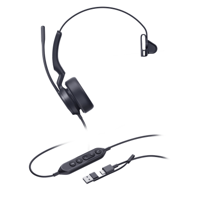 Diadema Alámbrica Yealink UH44 Mono USB-C/A Certificada con Microsoft Teams