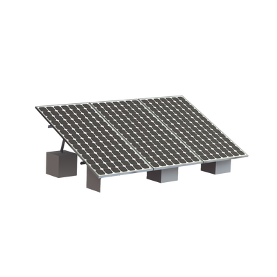 Montaje para 3 Panel Solar, Riel «8» de 4050mm para Módulos con Espesor de 35mm, Velocidad de Viento Máx. 136km/h (20° a 45°)