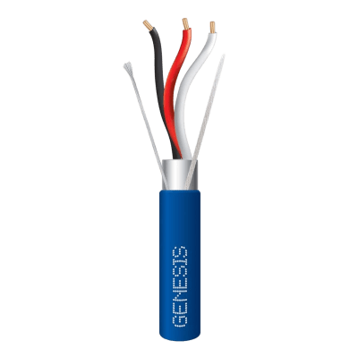 Carrete de 305 Metros (1000 Pies) de Cable 3 x 18 AWG / Plenum / BLINDADO / Tipo FPLP, CMP, CL3P / Color Azul / Para Aplicaciones en Sistemas de Seguridad, Audio, Control y otras Aplicaciones