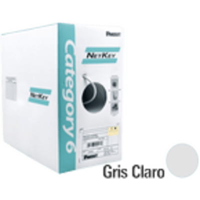 Bobina de Cable UTP de 305 Metros (1000 Pies) de Cobre, NetKey, Gris Claro, Categoría 6 (24 AWG), 1000Mbps, Riser (CMR), de 4 Pares