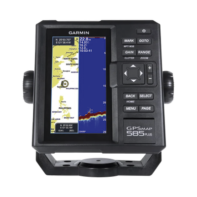 Plotter de Navegación GPSMAP 585 Plus / Pantalla 6″ WVGA / Sonar CHIRP 600W / ClearVü Scanning Sonar / Compatible GPS-GLONASS-BeiDou / Quickdraw Contours / 2 Ranuras SD / IPX7 / Multiidioma