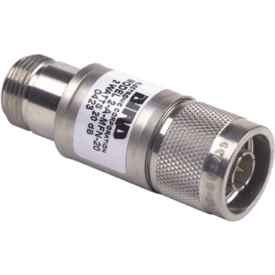 Atenuador en Línea de 20 dB, 2 W. Máximo, CD-4 GHz, Conectores N Macho-Hembra.