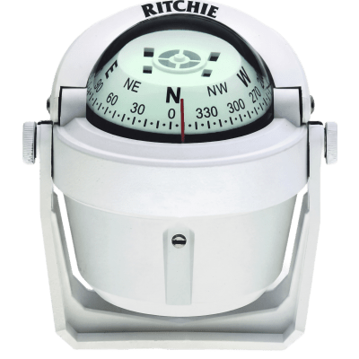 Brújula de Navegación Marítima Ritchie B-51W / Montaje en Bracket / Dial 2″ (51 mm) / Iluminación Nocturna Verde / DirectiveForce Magnets / Construcción Compuesta Alta Temperatura / 100% Reparable