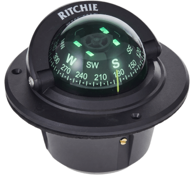 Brújula de Navegación Marítima Ritchie F-50 / Montaje Flush / Dial 2 3/4″ (70 mm) / Iluminación Nocturna Verde / DirectiveForce Magnets / Construcción Compuesta Alta Temperatura / 100% Reparable