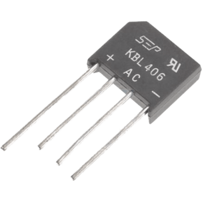 Puente Rectificador de Silicio, 4 Amp. 600 Volt, Fase Sencilla, Encapsulado KBL.