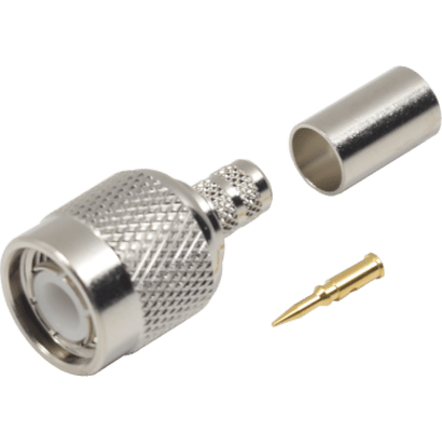 Conector TNC Macho de Anillo Plegable para Cables LMR-240, RG-8/X, 9258, Niquel/Oro/Delrin.