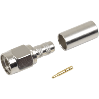 Conector SMA Macho de anillo plegable para cable RG-58/U, Niquel / Oro / Teflón.
