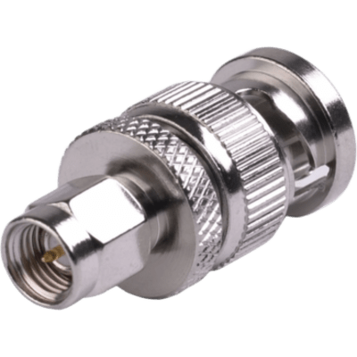 Adaptador en Línea de Conector SMA Macho a BNC Macho, Níquel/ Oro/ Teflón.
