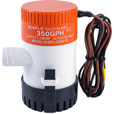 Bomba de Achique Sumergible SEAFLO SFBP1-G35-01 / 350 GPH (1,325 LPH) / 12V CD / No Automática / Protección Anti-Aire / Sellos Herméticos / Cableado Marino / Base de Filtro Removible