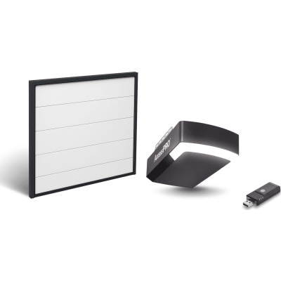KIT COMPLETO Incluye /Puerta D/ Garage / APDOOR 8×7 Pies / Lisa Linea Central / Color blanco / Insulada / Interfase ACCESSWIFI / Motor FS1000M / 1/2HP / Fuerte/Silencioso/Luz LED/Motor DC .