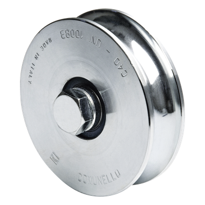 Rueda para Puerta Corrediza / 12 cm / Carga 450 kg / Acero Galvanizado / Fijación con Tornillo y Tuerca