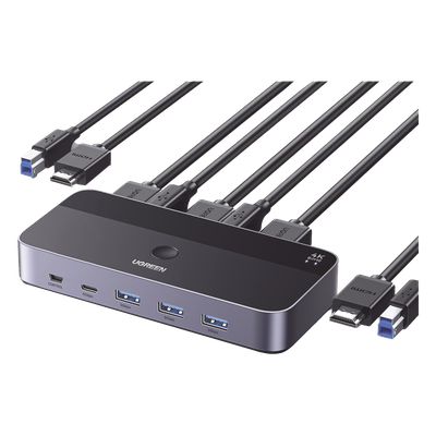 Conmutador KVM HDMI / 4K@60Hz HDR / 2 Entradas 1 Salida / 4 Puertos USB 3.0 / Carcasa Aluminio