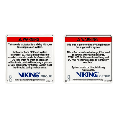 Placa de Advertencia Exterior / Sistema de Extinción Oxeo / Nitrógeno / 254 mm x 254 mm (10 x 10 in) / cULus Listed / FM Approved