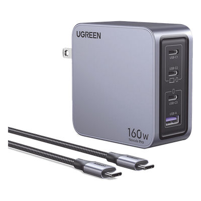 Cargador Rápido GaN / 160W Total / 4 Puertos / PD3.1 140W / PPS / UFCS / QC5 / PC 94-V0