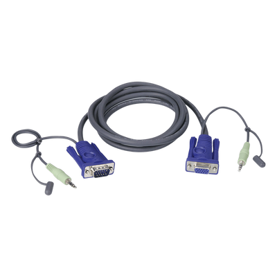 Cable VGA con Audio / 1920×1200 / Macho a Hembra 15 Pines / 1.8 m / 6 ft / Apantallado Mylar