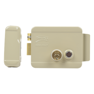 Cerradura Eléctrica / Doble Cerrojo / 12 VCC/VCA / Consumo 2 A/4 A / Botón Integrado / Izquierda / Exterior