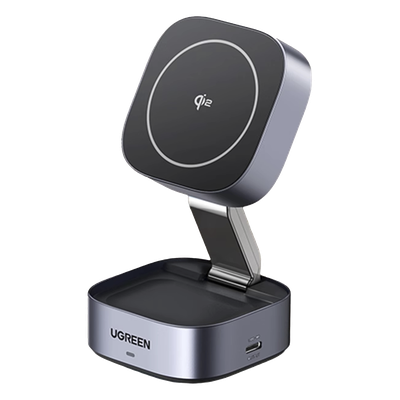 Cargador Inalámbrico 2 en 1 / Qi 2 15W / Base Auriculares 5W / Salida USB-C 5W / Potencia Total 25W / Protección Múltiple
