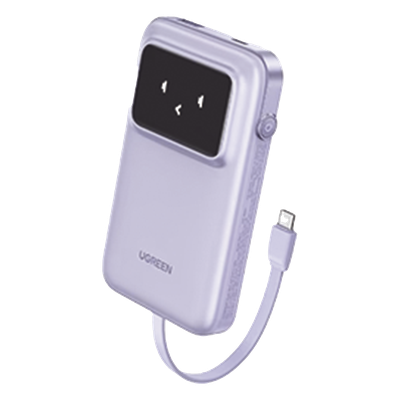 Power Bank / 10000 mAh / 30 W / Carga Bidireccional / 3 Salidas Simultáneas / Pantalla TFT / Cable USB-C Integrado / Certificación Aérea