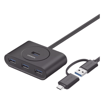 HUB USB 3.0 / 4 Puertos USB-A / 5Gbps / Cable 25cm (0.82ft) / USB-C y USB-A / Micro USB Power