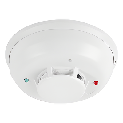 Detector de Humo Fotoelectrico / 4 Hilos / Relevador Forma C / Sensor Térmico 57.2°C / 134 mm Ø / 5.3″ Ø