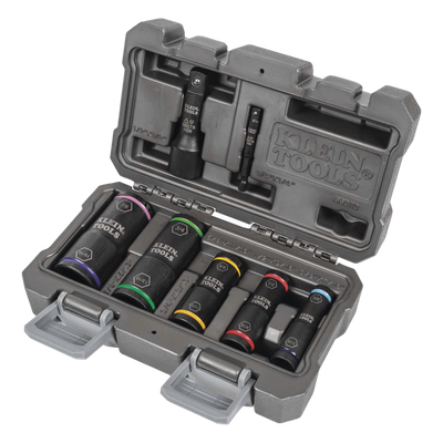Juego de Dados de Impacto / 7 Piezas / 10 Tamaños Combinados / 3/8 a 15/16» / Adaptadores 1/4» y 1/2»