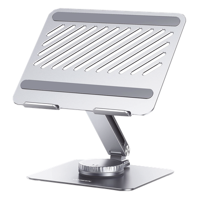 Soporte Giratorio para Laptop / Rotación 360° con Bloqueo / Aluminio / Carga 5 kg / 10 a 17.3″ / Altura y Ángulo Ajustable / Plegable