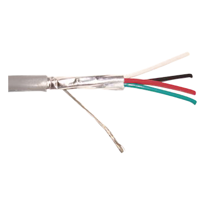 Cable Multiconductor para Alarma / 4×22 AWG / Blindado / CMR / 305 m (1000 ft) / Gris