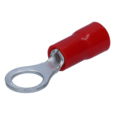 Terminal Tipo Ojo Aislado / Calibre 22-16 AWG / Anillo 1/4″ / 25 Piezas / Color Rojo
