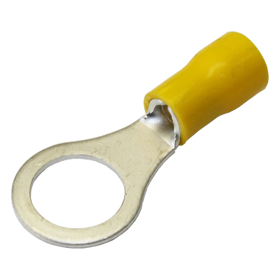 Terminal Tipo Ojo / 1/4″ / Calibre 12-10 AWG / Cobre Estañado / Aislamiento Termoplástico / Paquete 25 Piezas